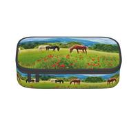 ASFgda Large Capacity Durable Various Kinds of Horses Printed Pencil Case,Portable Cosmetic Bag,Office Stationery Storage Bag.