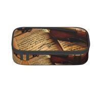 ASFgda Large Capacity Durable Violin and Book Printed Pencil Case,Portable Cosmetic Bag,Office Stationery Storage Bag.