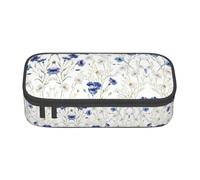 ASFgda Large Capacity Durable Wild Flowers and Cornflowers Daisies Printed Pencil Case,Portable Cosmetic Bag,Office Stationery Storage Bag.