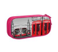 ASFgda Large Capacity Expandable Double Layer Oxford England UK Retro London Telephone Print Pencil Case,Durable Zipper Pen Pouch for School Teen Office