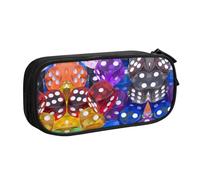 ASFgda Large Capacity Expandable Double Layer Oxford Games Dice Set Print Pencil Case,Durable Zipper Pen Pouch for School Teen Office