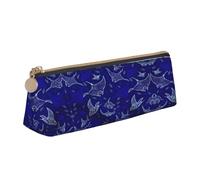 ASFgda Manta Ray and Fish Print Triangle Pencil Case,Zippered Pen Pouch for Stationery,Makeup,School,Office & Travel