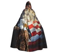 ASFgda Medieval Hooded American Flag Fire Eagle Print Cloak Renaissance Cape,Unisex Hooded Halloween Christmas Cloak Costumes Party Cape
