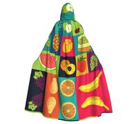 ASFgda Medieval Hooded Art Style Fruit Print Cloak Renaissance Cape,Unisex Hooded Halloween Christmas Cloak Costumes Party Cape