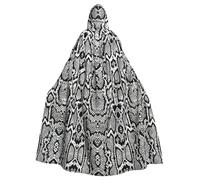 ASFgda Medieval Hooded Black White Snake Skin Print Cloak Renaissance Cape,Unisex Hooded Halloween Christmas Cloak Costumes Party Cape