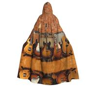 ASFgda Medieval Hooded Guitar Collection Print Cloak Renaissance Cape,Unisex Hooded Halloween Christmas Cloak Costumes Party Cape