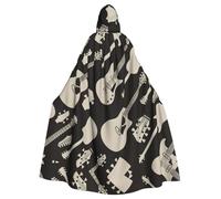 ASFgda Medieval Hooded Guitar Pattern Print Cloak Renaissance Cape,Unisex Hooded Halloween Christmas Cloak Costumes Party Cape