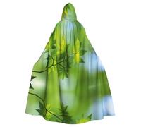ASFgda Medieval Hooded Hd Green Nature Print Cloak Renaissance Cape,Unisex Hooded Halloween Christmas Cloak Costumes Party Cape
