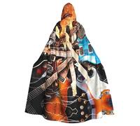 ASFgda Medieval Hooded Music Guitar Print Cloak Renaissance Cape,Unisex Hooded Halloween Christmas Cloak Costumes Party Cape