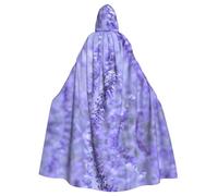 ASFgda Medieval Hooded Purple Lavender Colored Flowers Print Cloak Renaissance Cape,Unisex Hooded Halloween Christmas Cloak Costumes Party Cape
