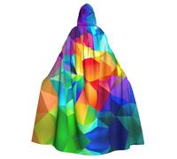 ASFgda Medieval Hooded Rainbow Geometric Print Cloak Renaissance Cape,Unisex Hooded Halloween Christmas Cloak Costumes Party Cape