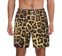 ASFgda Men's Leopard Print Print Swim Trunks Quick Dry Swimming Shorts Beach Shorts Mesh Lining with Pockets for Beach Surfing White