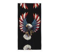 ASFgda Microfiber American Eagle Flag Print Bath Towels 12x24 & 13.8x27.5 Inch Soft Quick Dry Absorbent For Bathroom Beach Travel