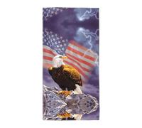 ASFgda Microfiber Eagle With Usa Flag Print Bath Towels 12x24 & 13.8x27.5 Inch Soft Quick Dry Absorbent For Bathroom Beach Travel