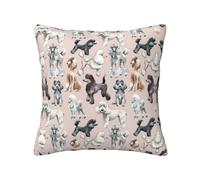 ASFgda Oodles Of Poodles Printed Decorative Throw Pillow Covers,Invisible Zipper Soft Cushion Cases For Home Sofa Bedroom Decor(20"X20")