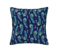 ASFgda Peacock Bird Feathers Printed Decorative Throw Pillow Covers, Invisible Zipper Soft Cushion Cases For Home Sofa Bedroom Decor