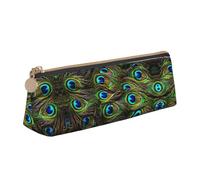 ASFgda Peacock Feather Print Triangle Pencil Case,Zippered Pen Pouch for Stationery,Makeup,School,Office & Travel