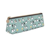 ASFgda Penguin Balloon Snowflake Print Triangle Pencil Case,Zippered Pen Pouch for Stationery,Makeup,School,Office & Travel