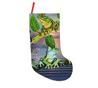 ASFgda Personalized Christmas Many Frogs Sing On The Branches Summer Butterflies Lake Water Print Stockings,18 Inches Hanging Stockings For Holiday Christmas Party Family Decor