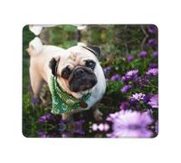 ASFgda Pugs In The Garden Print Mouse Pad With Stitched Edge,Comfortable Mouse Pad With Non-Slip Rubber Base For Computer/Cafe/Home/Office