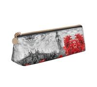 ASFgda Red London Street Print Triangle Pencil Case,Zippered Pen Pouch for Stationery,Makeup,School,Office & Travel
