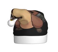 ASFgda Santa Hat Christmas Beaver Working Print Hats For Adults,Xmas Holiday Unisex Classic Xmas Hat For New Year Party