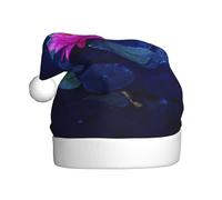 ASFgda Santa Hat Christmas Bright Pink Lotus Print Hats For Adults,Xmas Holiday Unisex Classic Xmas Hat For New Year Party