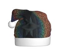 ASFgda Santa Hat Christmas Holographic Dreams Print Hats For Adults,Xmas Holiday Unisex Classic Xmas Hat For New Year Party
