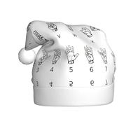 ASFgda Santa Hat Christmas Sign Language Alphabet. Print Hats For Adults,Xmas Holiday Unisex Classic Xmas Hat For New Year Party
