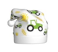 ASFgda Santa Hat Christmas Tractor Farming Print Hats For Adults,Xmas Holiday Unisex Classic Xmas Hat For New Year Party