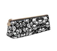 ASFgda Skull Background Print Triangle Pencil Case,Zippered Pen Pouch for Stationery,Makeup,School,Office & Travel