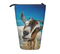 ASFgda Standing Blue Goat Print Print Pencil Case,Telescopic Pen Pouch,Portable Pencil Holder,Storage Cosmetic Bag