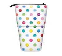 ASFgda Standing Blue Polka Dot Pattern Print Pencil Case,Telescopic Pen Pouch,Portable Pencil Holder,Storage Cosmetic Bag