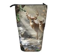 ASFgda Standing Camouflage Deer Print Pencil Case,Telescopic Pen Pouch,Portable Pencil Holder,Storage Cosmetic Bag