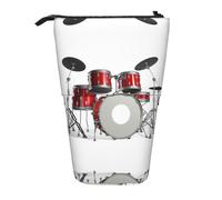 ASFgda Standing Cool Drum Set Print Pencil Case,Telescopic Pen Pouch,Portable Pencil Holder,Storage Cosmetic Bag