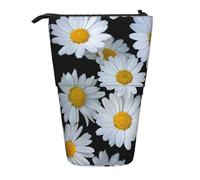 ASFgda Standing Daisies White Print Pencil Case,Telescopic Pen Pouch,Portable Pencil Holder,Storage Cosmetic Bag
