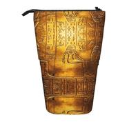 ASFgda Standing Egypt Hieroglyphics Print Pencil Case,Telescopic Pen Pouch,Portable Pencil Holder,Storage Cosmetic Bag