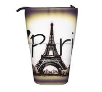 ASFgda Standing Eiffel Tower Love Paris Print Pencil Case,Telescopic Pen Pouch,Portable Pencil Holder,Storage Cosmetic Bag