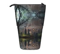 ASFgda Standing Halloween Horror Print Pencil Case,Telescopic Pen Pouch,Portable Pencil Holder,Storage Cosmetic Bag