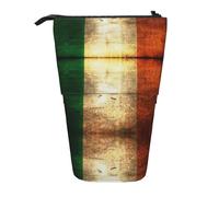ASFgda Standing Irish Flag Print Pencil Case,Telescopic Pen Pouch,Portable Pencil Holder,Storage Cosmetic Bag