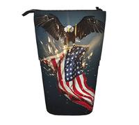 ASFgda Standing North American Bald Eagle Print Pencil Case,Telescopic Pen Pouch,Portable Pencil Holder,Storage Cosmetic Bag