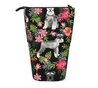 ASFgda Standing Schnauzer Print Pencil Case,Telescopic Pen Pouch,Portable Pencil Holder,Storage Cosmetic Bag