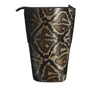 ASFgda Standing Snake Skin Print Pencil Case,Telescopic Pen Pouch,Portable Pencil Holder,Storage Cosmetic Bag