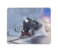 ASFgda Steam Train Depart Sunset Print Mouse Pad With Stitched Edge,Comfortable Mouse Pad With Non-Slip Rubber Base For Computer/Cafe/Home/Office