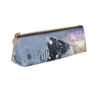ASFgda Steam Train Depart Sunset Print Triangle Pencil Case,Zippered Pen Pouch for Stationery,Makeup,School,Office & Travel