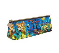 ASFgda The Underwater World Tropical Fish Print Triangle Pencil Case,Zippered Pen Pouch for Stationery,Makeup,School,Office & Travel