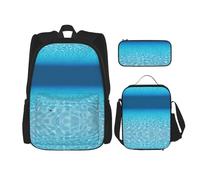 ASFgda Tranquil Underwater Scenery Print School Backpack Set with Lunch Bag Pencil Case,Durable Lightweight Large Capacity for School Daily Use