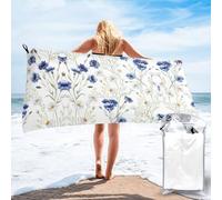 ASFgda Wild Flowers And Cornflowers Daisies Print Microfiber Quick Dry Towel, Lightweight Compact Absorbent Towel With Carabiner For Travel Camping Gym