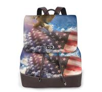 ASFgda Women'S American Usa Flag Eagle Art Print Leather Backpack Purse,14 Inch Laptop Bag,Ladies Fashion Daypack For Travel Work College