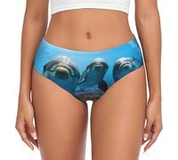 ASFgda Women'S Breathable Funny Dolphin Looking At You Print Underwear,Stretch Perfectly Underwear, Super Soft Comfortable,Available In Plus Size Black